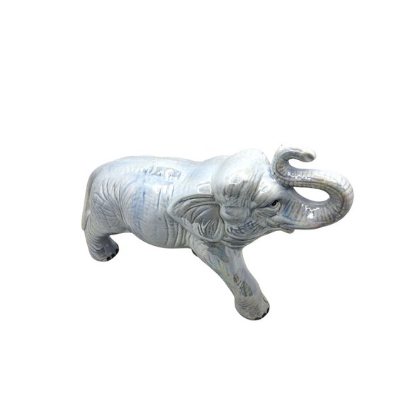 Vintage Porcelain Lusterware Iridescent Good Luck Elephant Figurine - Picture 3 of 7